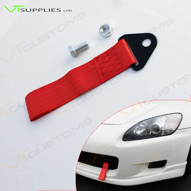 Red Racing Tow Strap For Universal Track Car Motorsport Kit JDM Drift