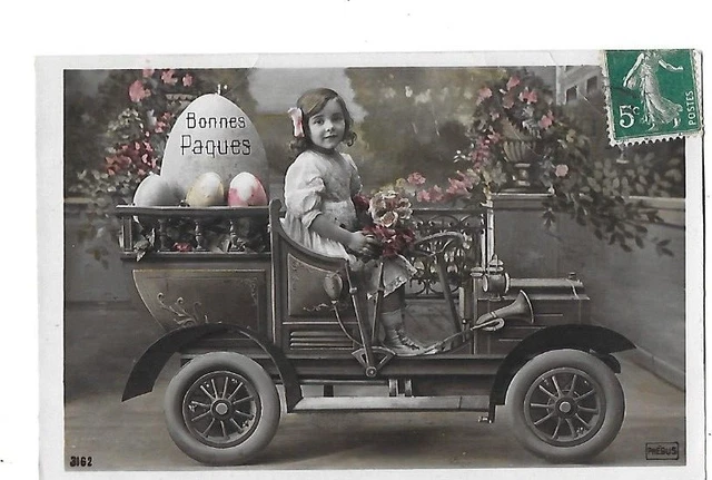 CPA Ancienne OEUF PAQUES 1917 Poules EASTER Antique Postcard PC