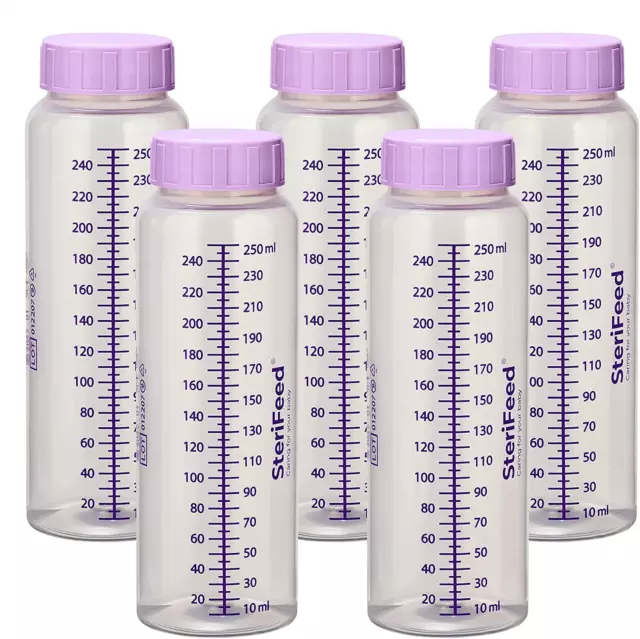 Biberón esterificado, estéril, desechable de un solo uso 250 ml, paquete de 5