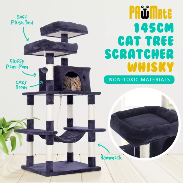 Cat Tree Scratching Post Scratcher Pole Sisal Furniture Condo House Tower 145cm