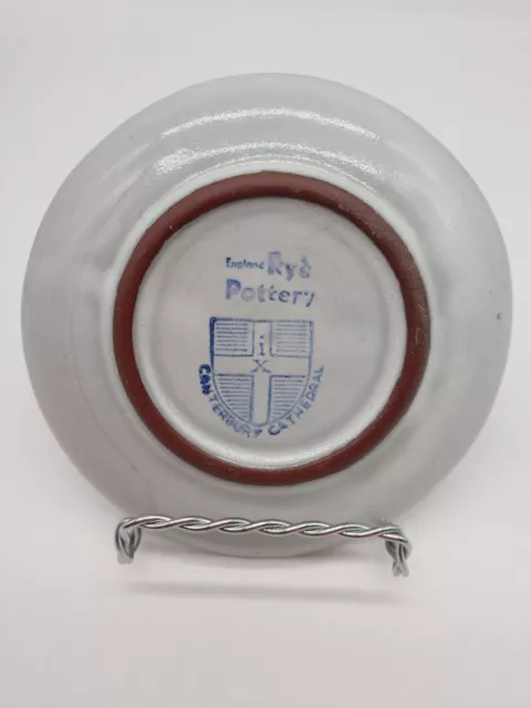 Canterbury Cathedral Trinket Dish England Rye Pottery 4 1/2 in Coat Of Arms 3