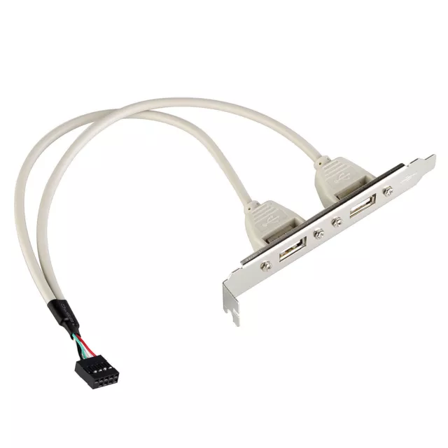 9-pin Header to USB Bracket 2 Port Female Desktop PC Case PCI Rear Back Mount