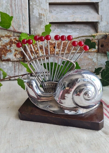 ANCIEN PORTE-PIQUES À escargots, en corne, socle en bois EUR 18,00