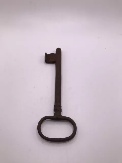 Antique Lg 18TH C Wrought Iron Key HAND FORGED Jail Cellar Castle Door Skeleton