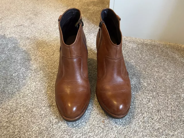 MARKS SPENCER Footglove Tan Leather Heeled Ankle Boots Size 6 10.99 PicClick UK