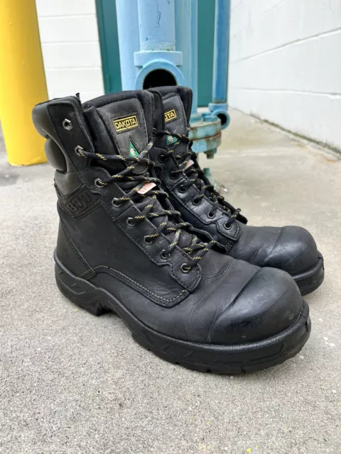 DAKOTA 8& WORK Boots 8877 Steel Toe & Plate Insulated Black Leather ...