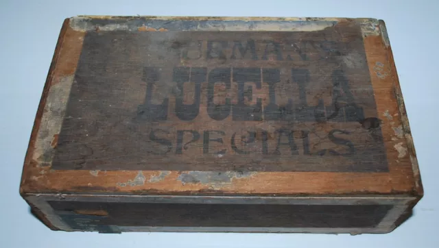 Vintage Lucella Surman's Specials Wooden Cigar Box W/Partial Tax Stamp