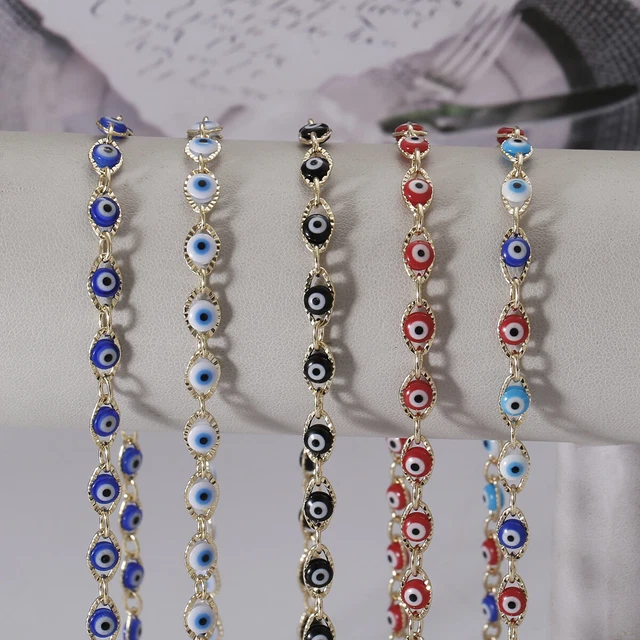 Gold Lucky Evil Eye Stainless Steel Chainfor Neckalce Anklet Bracelet Making 40' 2