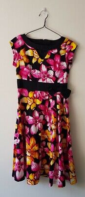 Lindy Bop floral patterned retro flower floral pattern dress, UK size 10, pin up