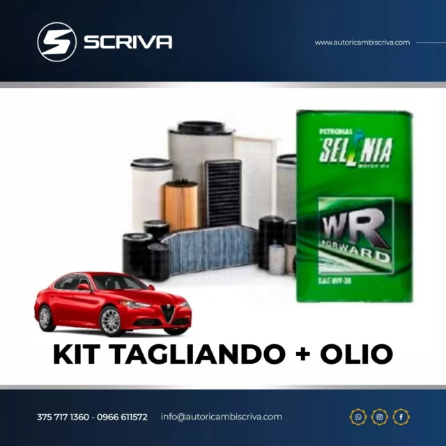 Kit Tagliando 4 Filtri+6 Lt Olio Selenia 0W30 Alfa Romeo Giulia 2.2 Diesel