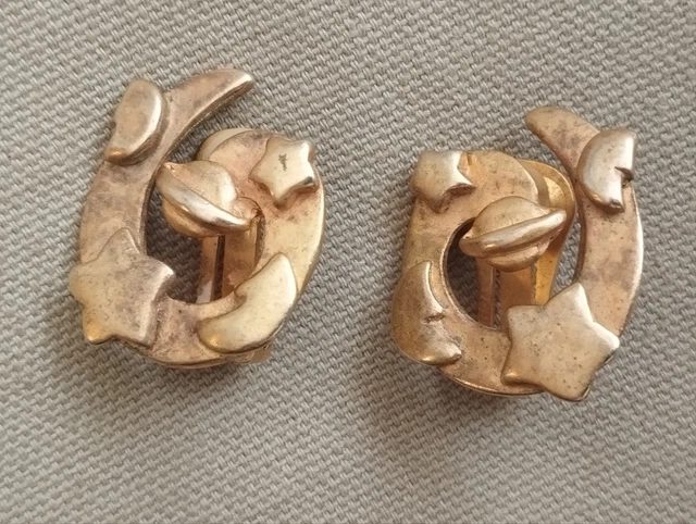 Boucles D'oreilles Clips Rémy Dis Vintage - Métal Argenté Avec Plastique - Années 80/90 - Occasion