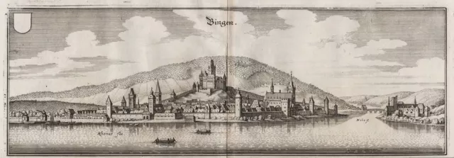 Bingen am Rhein Rheinland-Pfalz  Ansicht Kupferstich Merian 1650