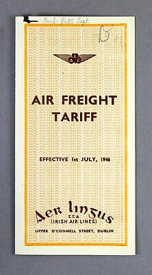 Aer Lingus Air Freight Tariff July 1946 Vintage Airline Brochure Irish Air Lines