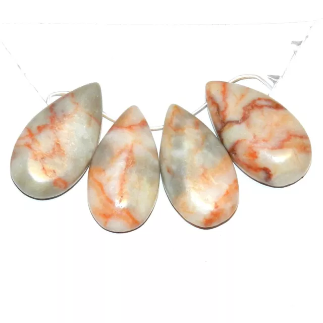 NG2114 Redline Marble 26mm Teardrop 4-piece Gemstone Focal Pendant Bead Set