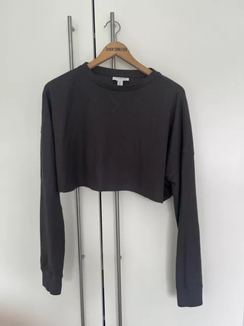 Ladies Topshop Grey Long Sleeved Crop Top Size 12