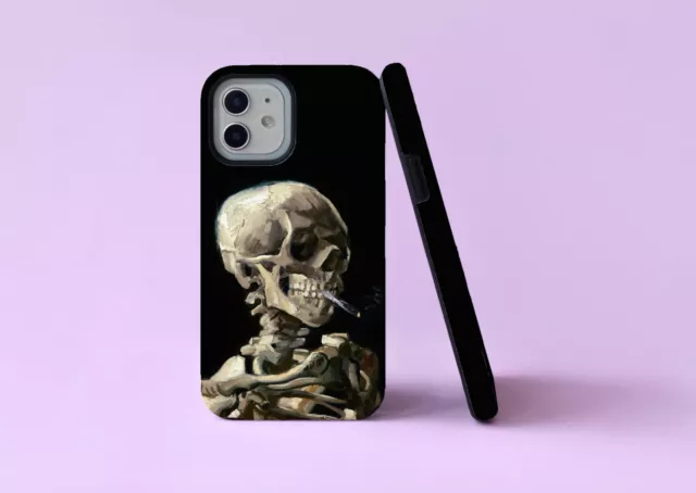 Skeleton Burning Cigarette Van Gogh Tough Phone Case/Cover For iPhone Samsung