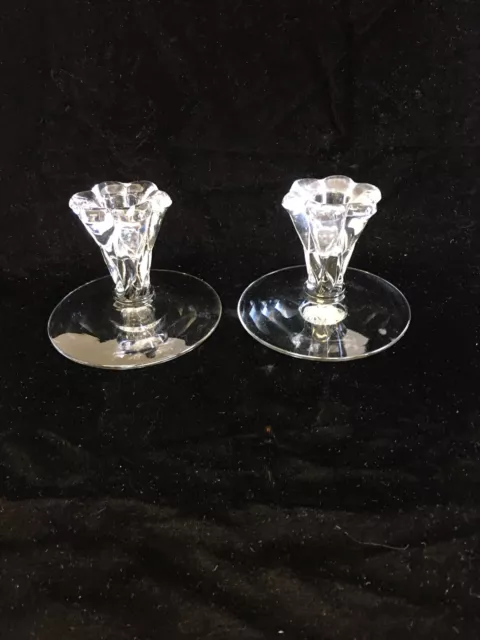 HEISEY Glass Sunflower single light candle holder pair