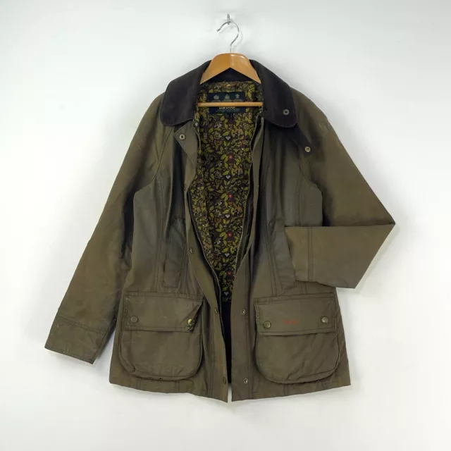 Barbour Liberty Beadnell Wax Jacket Womens 8 Olive Classic Country Rain Coat