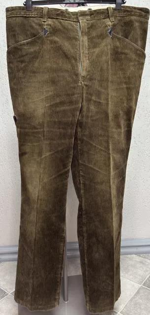 Men’s 1960s Beige Olive Corduroy Trousers Country Wear Vintage 38x33 XL