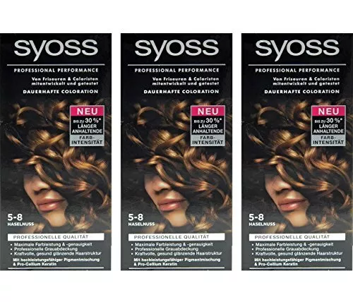 3x Syoss Tinte para Cabello 5-8 Avellana - Precisión de Color