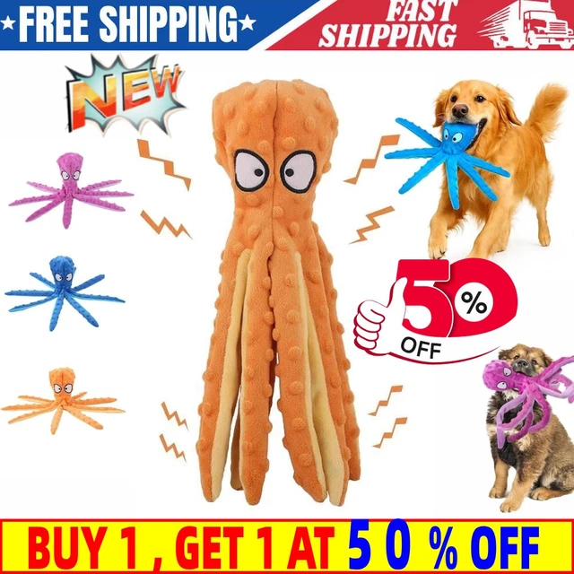 Octopus Crinkle Squeaky Dog Toy – No Stuffing Plush Interactive Chew Puzzle