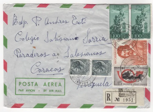1960 Dec 19th. Registered Air Mail. Castello Cabiaglio to Caracas, Venezuela.