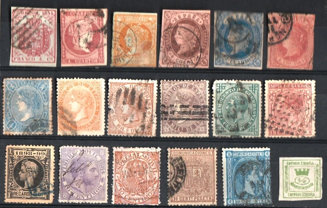 Timbres anciens d'Espagne classiques, aucun doublon