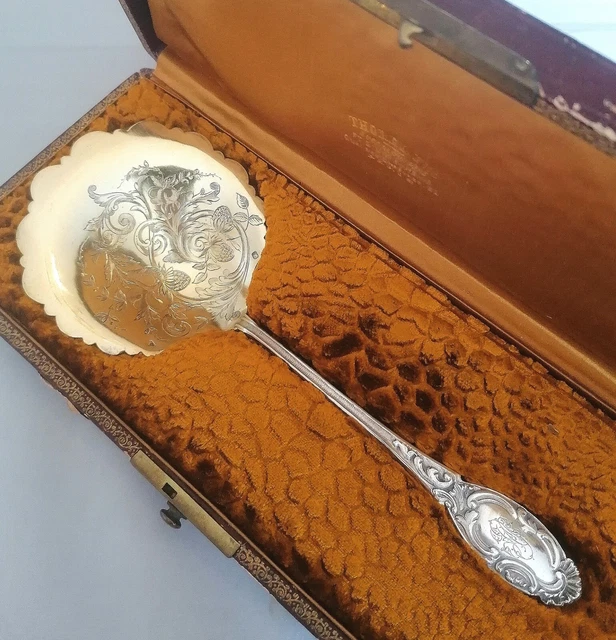 Pelle à Fraises ARGENT MASSIF SILVER Poinçon Minerve CAILAR BAYARD Vers 1910 05 Cp