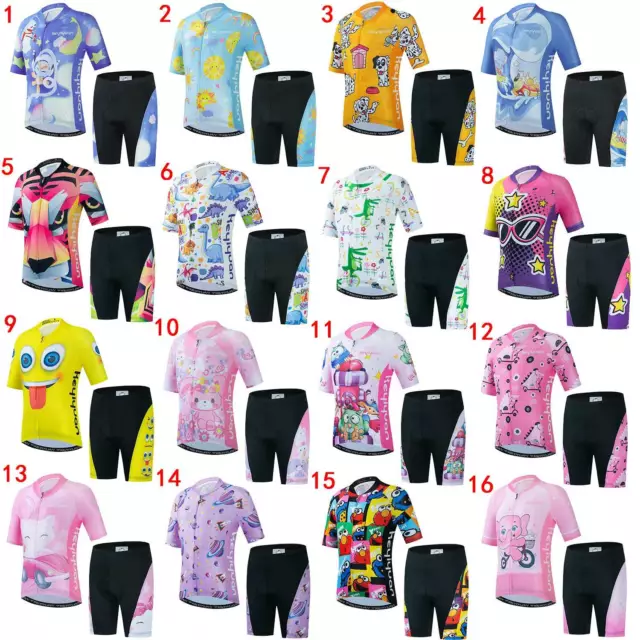 Set di pantaloni da ciclismo imbottiti per bambini ragazze e maglia da ciclismo S-XXXL