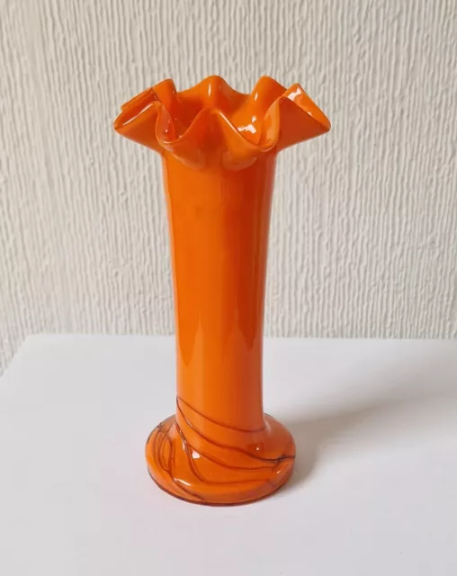 Loertz Art Deco Vase Opal orange Tango Glas von Michael Powolny Vintage selten