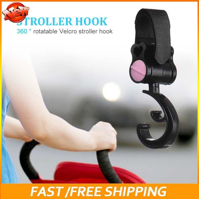Nuevo 2 piezas Bolso de Carrito Cochecito Cochecito Ganchos 360 Grados Colgador de Carro (Rosa)