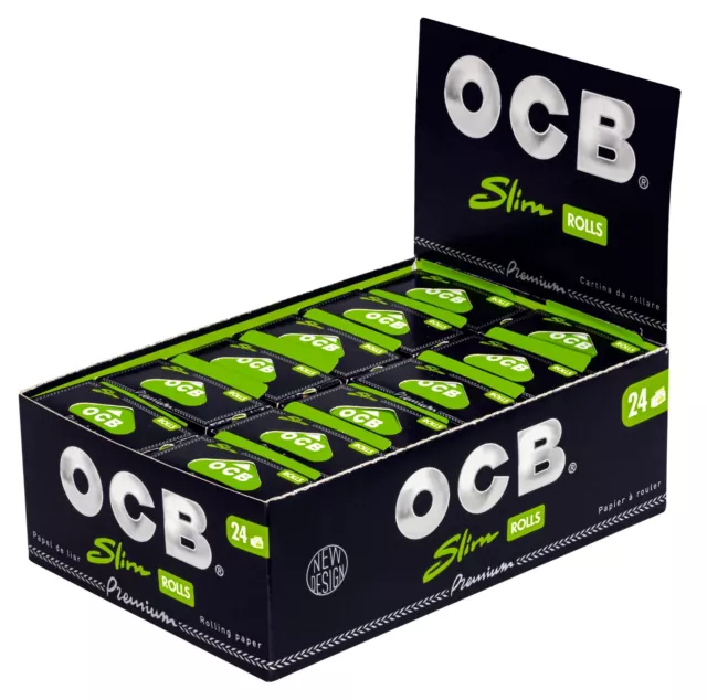 OCB Premium 24 x Slim Rolls | 1 Box Rollenpapier | je 4 m Long Papers King Size