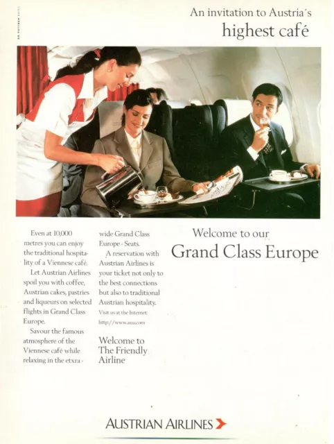 Aua Austrian Airlines Company Aerial Advertising 1 Page Original 1997