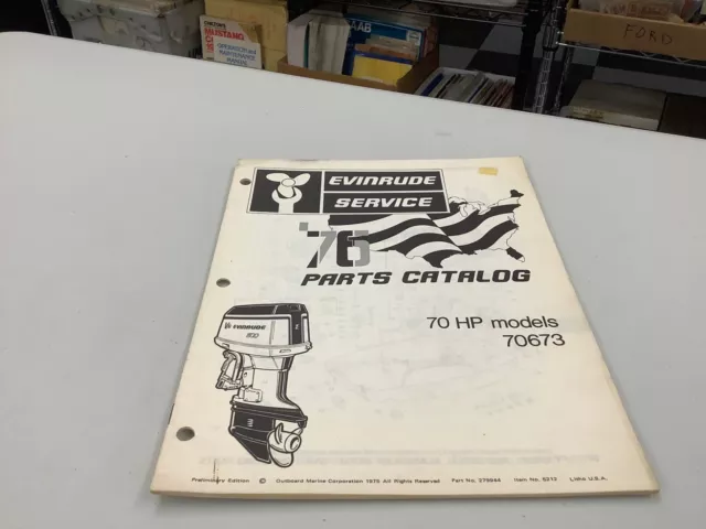 Evinrude 1975- 70Hp Parts Catalog For Model 70673-Used In Good Overall Condition