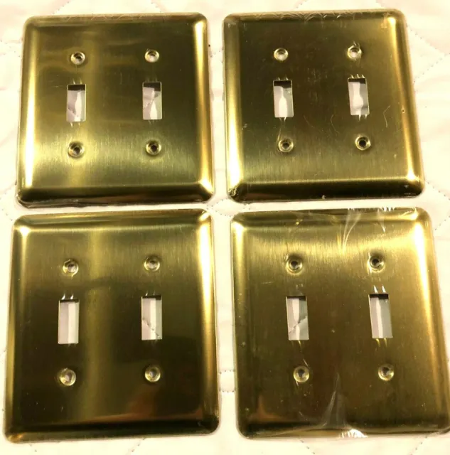 4 brass double Toggle antique vintage style  light switch plate covers New