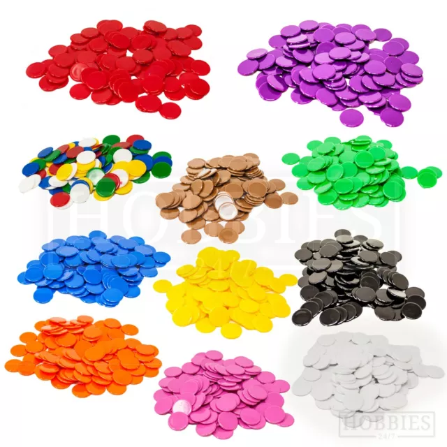 Counters 15mm Tiddly Winks Plastic Opaque Board Game White Blue Green Black Gold