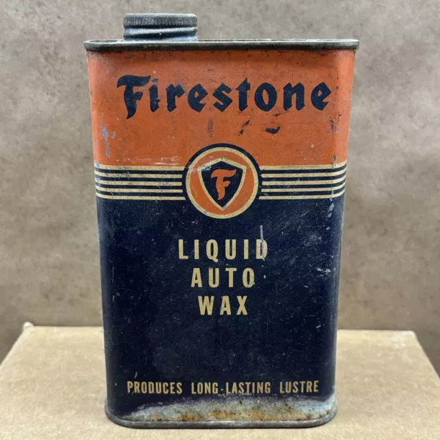 Vintage FIRESTONE Liquid Auto Wax Can gas oil - empty