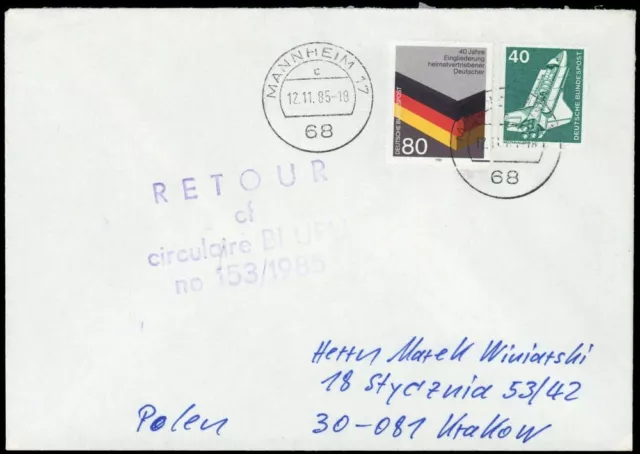 1985, Bundesrepublik Deutschland, 1265 Pk u.a., Brief - 1756921