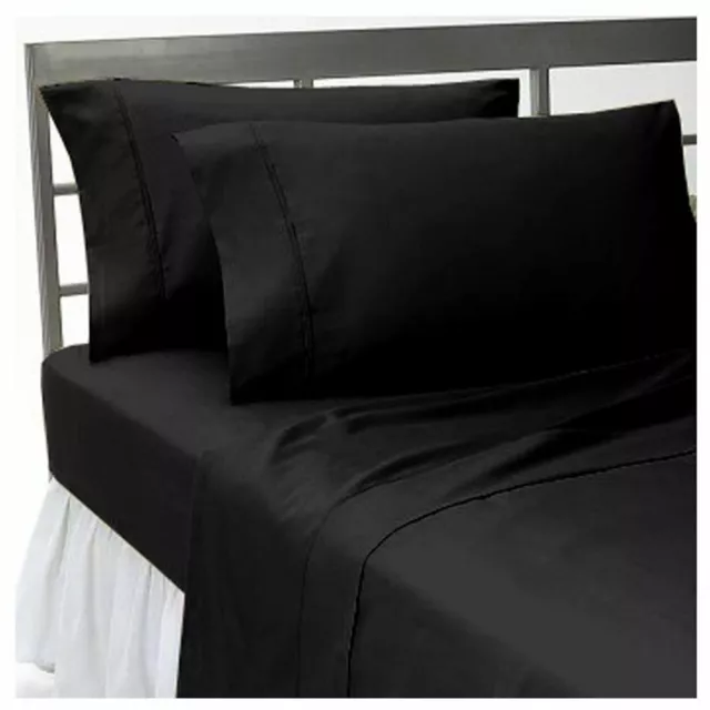 1000 TC Egyptian Cotton Sheet Set/Duvet/Fitted/Flat/Pillow Black Solid US SIZE,