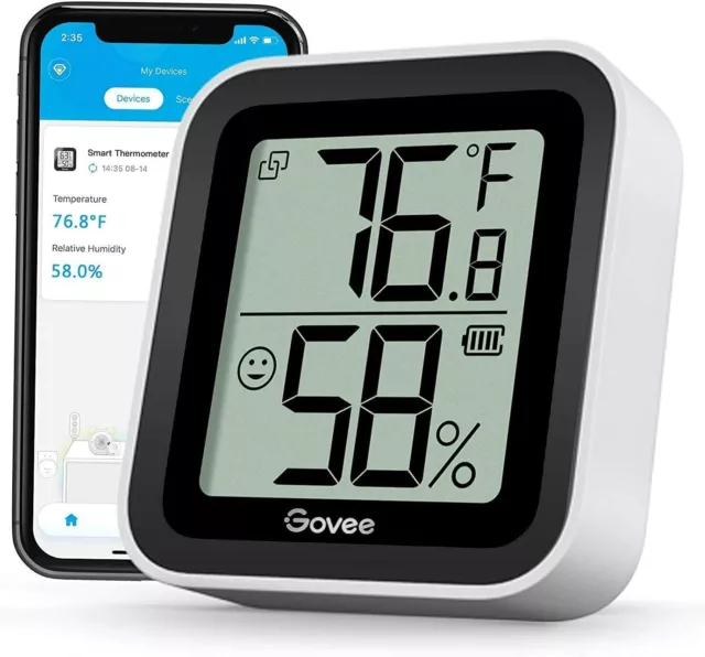 Govee WiFi Thermomètre Intérieur Hygromètre, Smart Moniteur de Haute  Précision d'Humidité et de Température avec Alerte Notification, compatible  avec