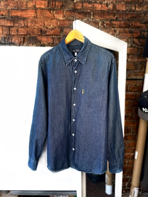 VINTAGE ARMANI JEANS CASUAL WHITE COTTON LONG SLEEVES SHIRT