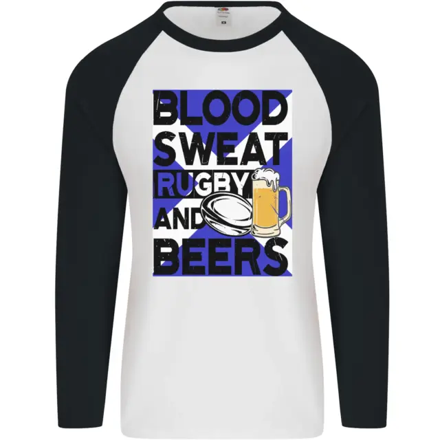 Blood Sweat Rugby and Beers Scotland Funny Mens L/S Baseball T-Shirt