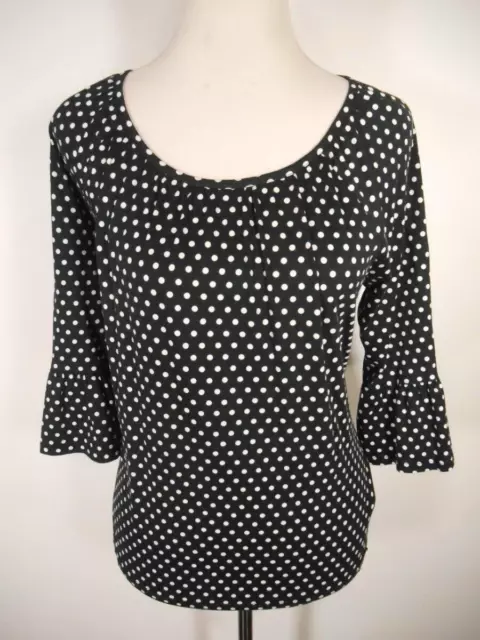 Beautiful Women's Small Michael Kors Black Polka Dot Ruffle Cuff Peasant Blouse