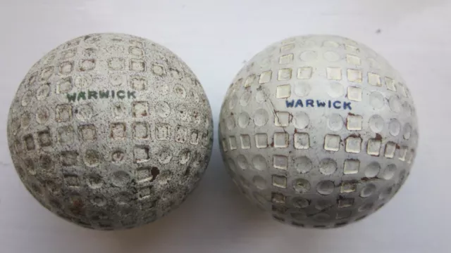 2 VINTAGE DUNLOP "WARWICK" 50-50 GOLF BALLS c.1930s