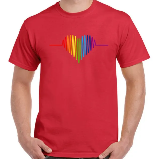 T-shirt LGBT Gay Pulse Heart da uomo orgoglio colori arcobaleno outfit maglietta abbigliamento 10