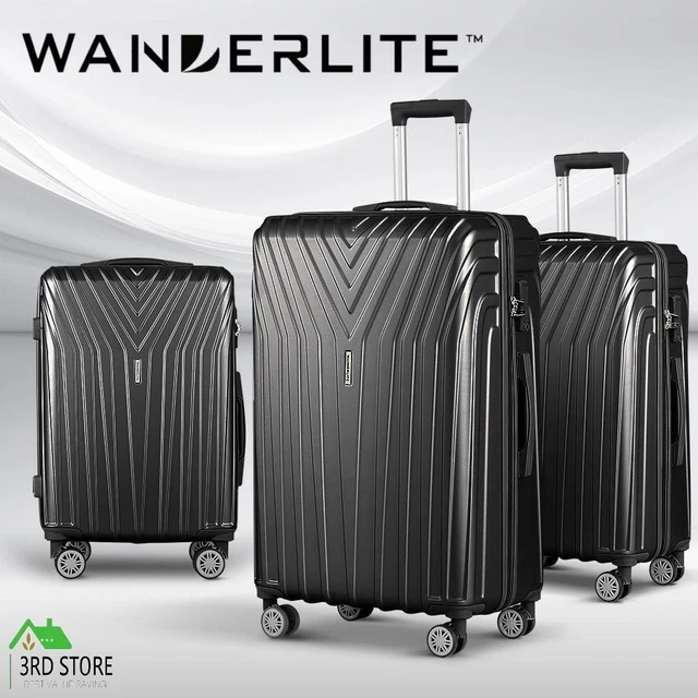 Wanderlite 3pc Luggage 20'' 24'' 28'' Trolley Suitcase Sets Travel TSA Hard Case