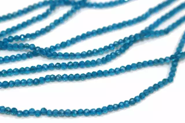 Perline di pietra preziosa 2 mm naturali neon blu apatite sfaccettate rotonde losse AAA + qualità 2