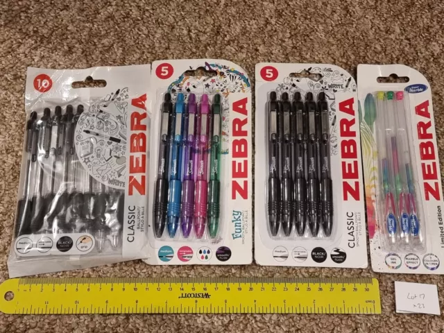 JOB LOT 23 ZEBRA PENS ASSORTED NEW Super Marble Retractable Ballpoint Black Blue