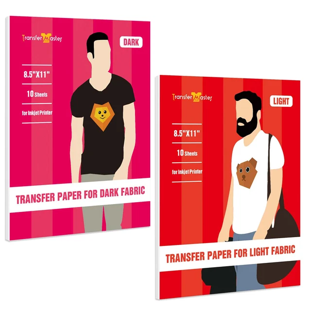20 INKJET + Laser Printable Heat Transfer Vinyl Sheets for Dark + Light