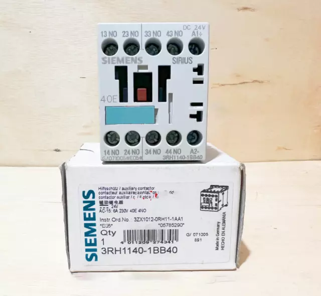 In Box SIEMENS 3RH1140-1BB40 40E Control Relay